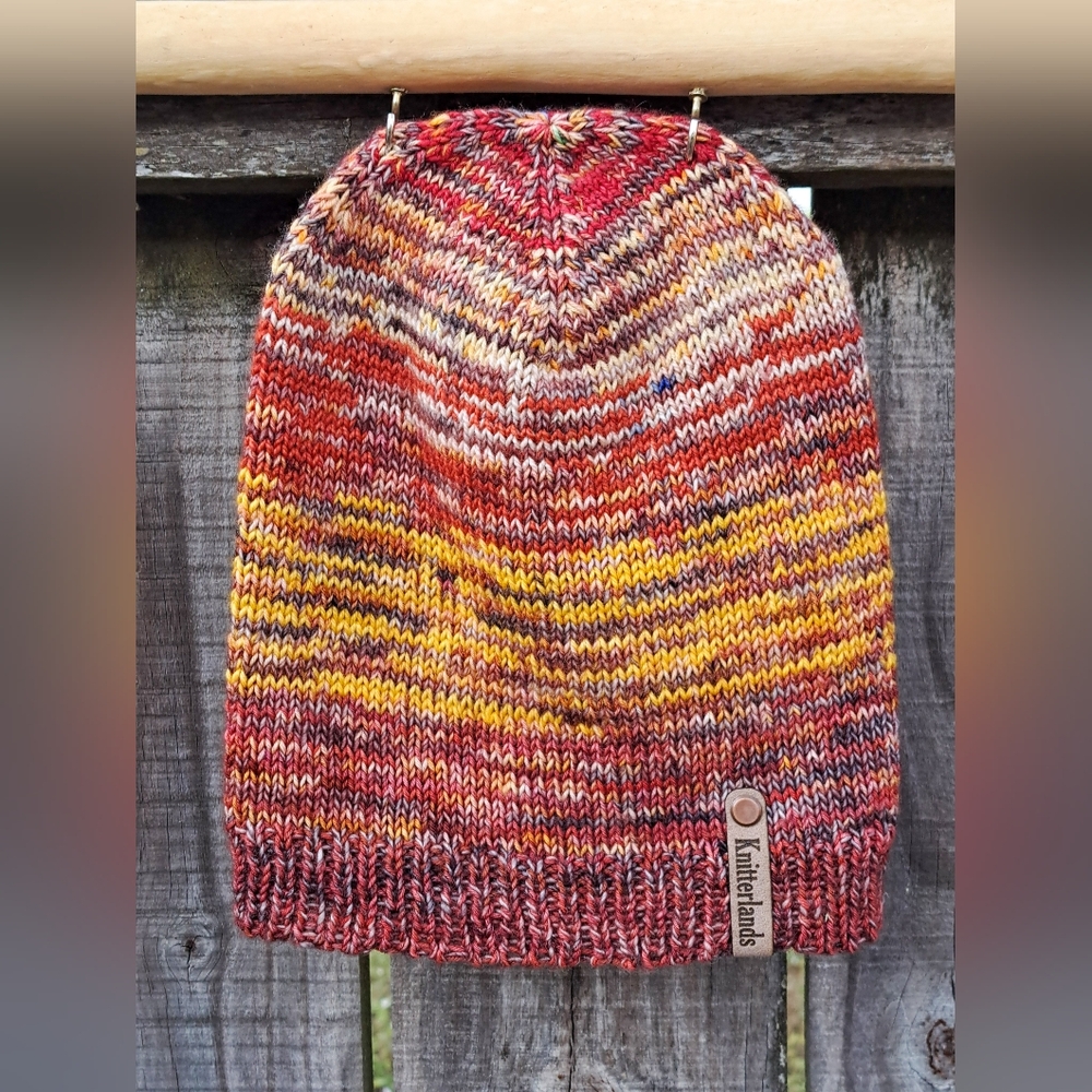 Hand Knit Beanie Hat Stocking Cap Soft High Quality Merino Wool Red Yellow Orang